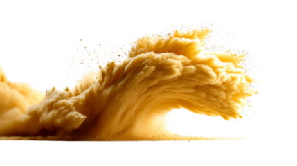 Dynamic burst of vibrant yellow powder creating an energetic cloud perfect for captivating graphic resources abstract backgrounds and engaging social media advertisements