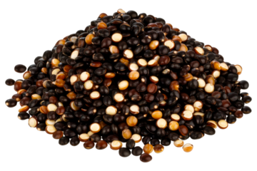 A mound of nutritious black quinoa seeds creating a visually appealing organic texture, perfect for food blogs, healthy eating advertisements, and culinary ingredient showcases