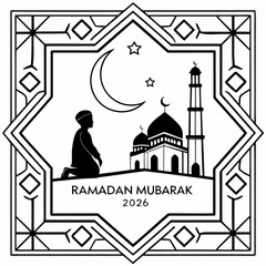 vector illustration of a muslim ramadan mubarak 2026