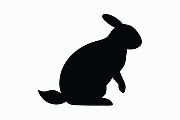 Easter bunny silhouette vector, Rabbit silhouette vector, jumping rabbit, isolated on white background