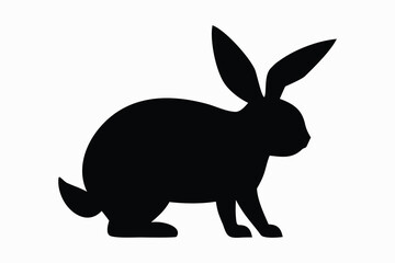 Easter bunny silhouette vector, Rabbit silhouette vector, jumping rabbit, isolated on white background