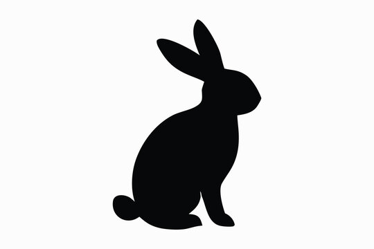 Easter bunny silhouette vector, Rabbit silhouette vector, jumping rabbit, isolated on white background