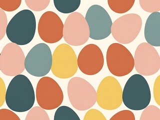 Pastel Easter Eggs and Spring Blossoms Flat Lay with Copy Space - Happy Holiday Greeting Card Background