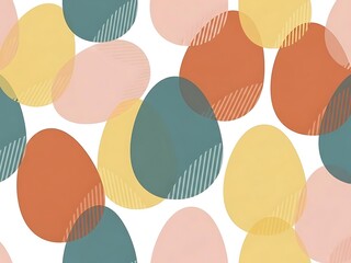 Pastel Easter Eggs and Spring Blossoms Flat Lay with Copy Space - Happy Holiday Greeting Card Background