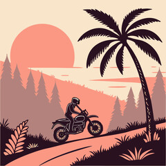 silhouette of a man riding a bicycle