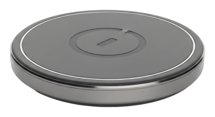 Wireless charging pad home office product showcase modern top view isolated on transparent background