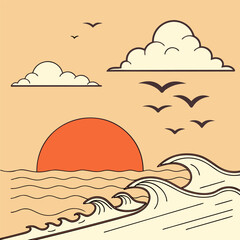 vector illustration of a sunset