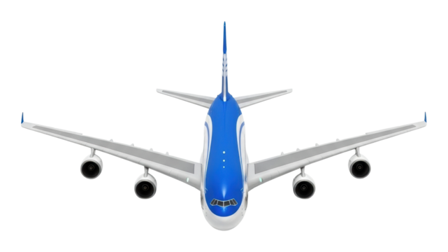 Airplane takeoff sequence airport digital aerial view isolated on transparent background - Powered by Adobe