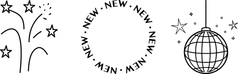 New year festive Set  festive explosion. Sketch line celebration sparks  festival lights, party fireworks elements festive explosion. Sketch line celebration sparks, festival lights, party fireworks e