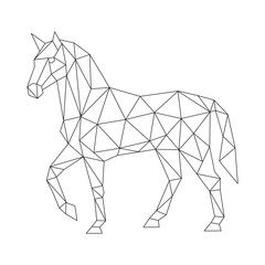 Polygonal line art of horse vector