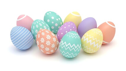Colorful Easter eggs on white background.