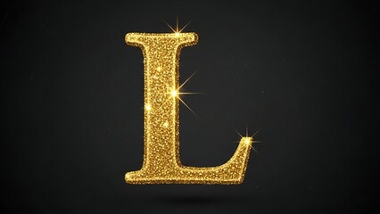 Golden Letter L on Black Background.