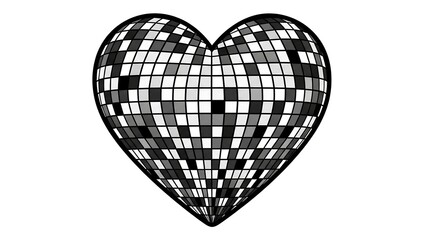Disco ball heart shape shiny reflective.