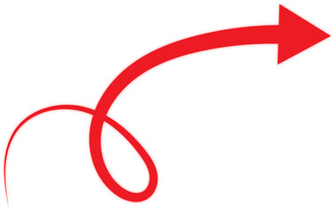 Dynamic red arrow with spiral path pointing upward