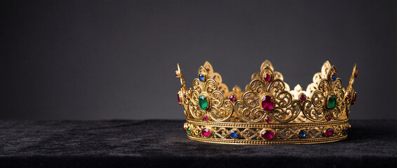 Golden Royal Crown, Luxury Medieval Monarchy Decoration Isolated