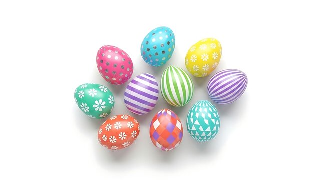 Colorful Easter eggs on white background.