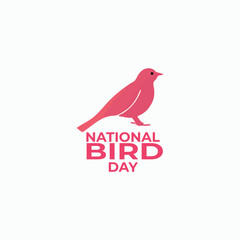 Pink bird silhouette perched above "National Bird Day" text