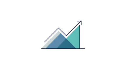A stylized graph illustration showing an upward trend with layered colored sections