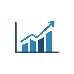Blue Bar Chart with Upward Trending Arrow Symbolizing Business Growth and Success
