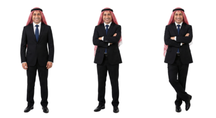 Smiling Arab Businessman in Traditional Headwear and Business Suit - Multiple Poses