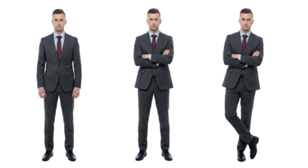 Businessman Poses: Full Body, Standing, Arms Crossed, Legs Crossed - White Background