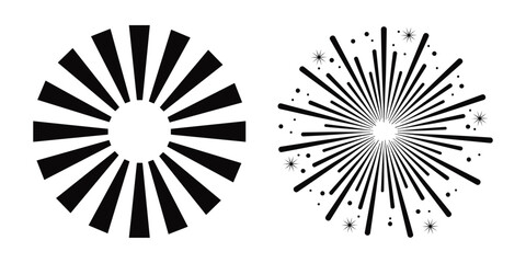Stunning Black and White Fireworks Burst Silhouette Vector Illustration, Monochrome fireworks explosion set white black 