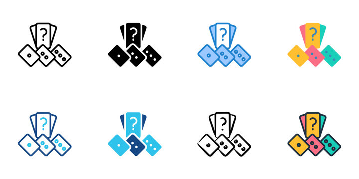 Game night icons set multiple style collection. Editable stroke 
