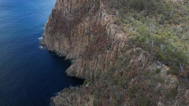 Great Cliff Lookout, Jurassic Dolerite Cliffs, South Bruny, Tasmania, Australia - Drone Shot