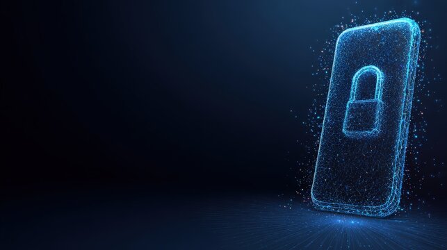A digital smartphone with a glowing padlock, symbolizing cybersecurity and data protection, illuminated against a modern. ..Created with Generative AI, not depicting real subjects. - Powered by Adobe