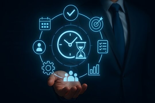 Corporate time management strategy improving team efficiency and business performance - Powered by Adobe