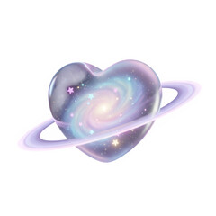 Deep Purple Cosmic Heart Planet with Glowing Starry Nebula.