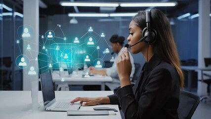 Call center employees provide customer support while using technology tools in an office setting during daytime hours - Powered by Adobe