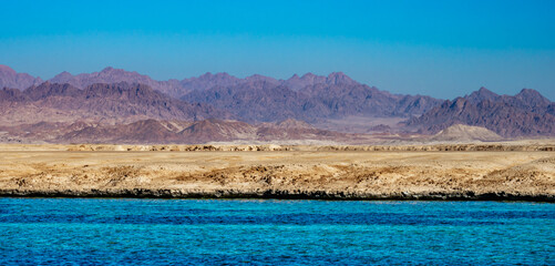 The deserted seashore of the Red Sea in Egypt
