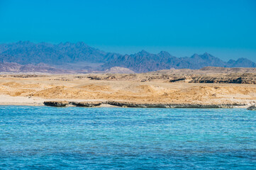 The deserted seashore of the Red Sea in Egypt