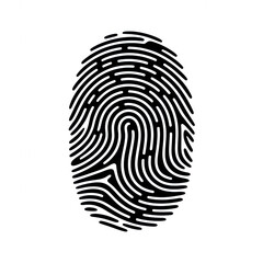 Futuristic fingerprint with neon cyan lines on transparent background black... isolated on a transparent background