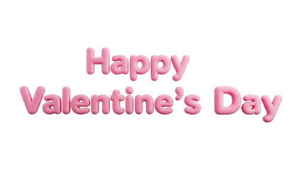 Happy valentine's day text in pink letters isolated on transparent background