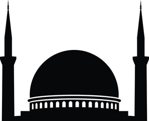 Mosque silhouette with minarets and dome © MST RASHIDA KHANOM