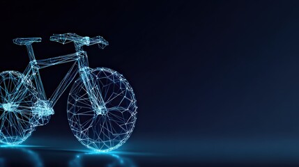 An artistic representation of a futuristic bike, with a digital wireframe design. Perfect for showcasing innovation. ..Created with Generative AI, not depicting real subjects.