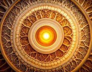 The creeping root features an old circular dome and ornate ceiling details