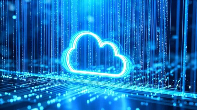 Cloud computing symbol on digital background