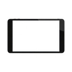 Minimalist black and white tablet device isolated on transparent background