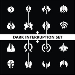 Dark Interruption Set Abstract Symmetry Icons for Streetwear
