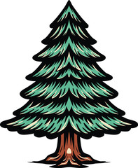 Vintage Pine Tree Illustration on