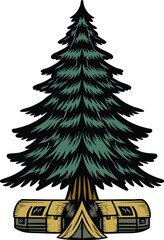 Christmas Pine Tree Illustration Isolated on White