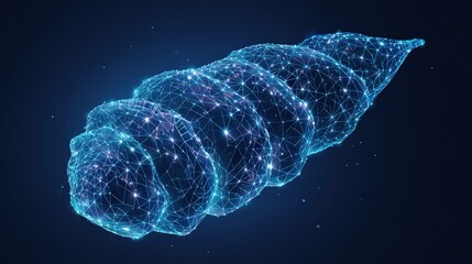 A futuristic digital helix is showcased against a deep space, representing the wonders of technology and innovation.  ..Created with Generative AI, not depicting real subjects.