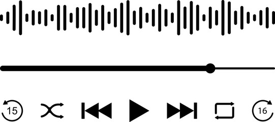 Music or video play bar icon Audio player for songs or podcast playlist. Play or pause button. Music or video play bar icon. editable stroke vector illustration