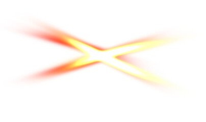 Light streak rays or light beams on transparent background 