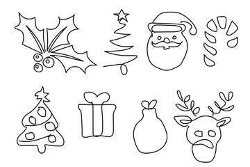 Merry Christmas decoration. line art for Christmas Day design