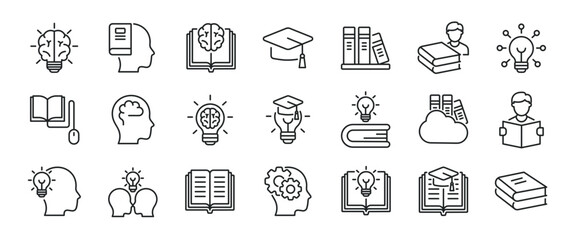 Knowledge thin line icons. Editable stroke. For website marketing design, logo, app, template, ui, etc. Vector illustration © Abbasy  Kautsar