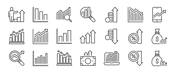 Statistics thin line icons. Editable stroke. For website marketing design, logo, app, template, ui, etc. Vector illustration